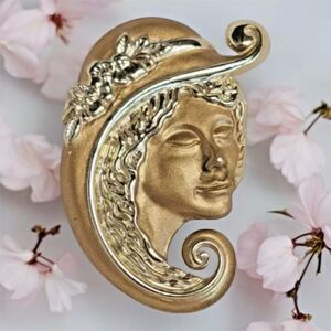 Vintage Art Deco Torino Gold Tone Lady with Hat Brooch – 2 Inches